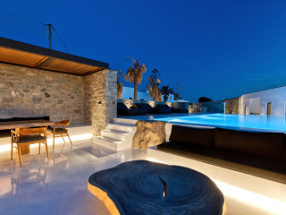 Mykonos Town Black Villa with Cave Heated Pool