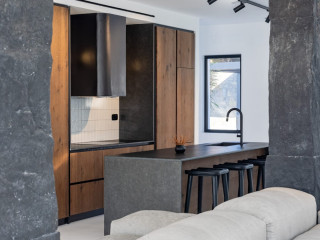 Mykonos Town Black Villa with Cave Heated Pool